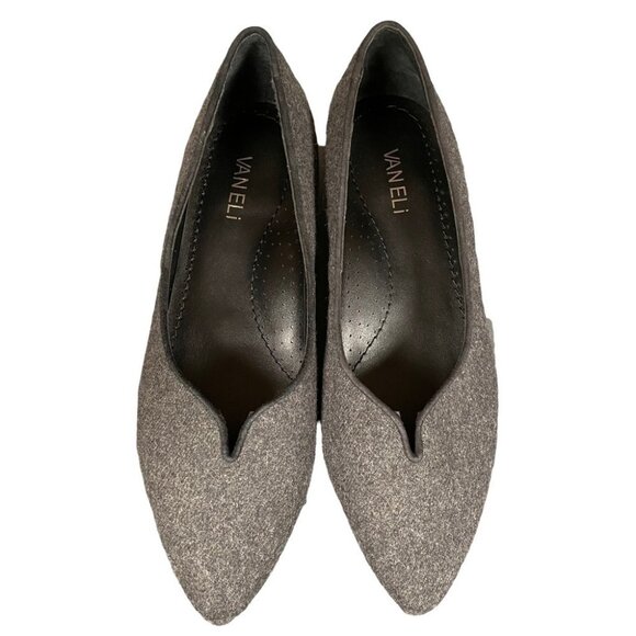 Vaneli Women's Ganet Pointed Toe Grey Flats Felt Leather Italian Made Sz 8 Wide - Picture 2 of 14